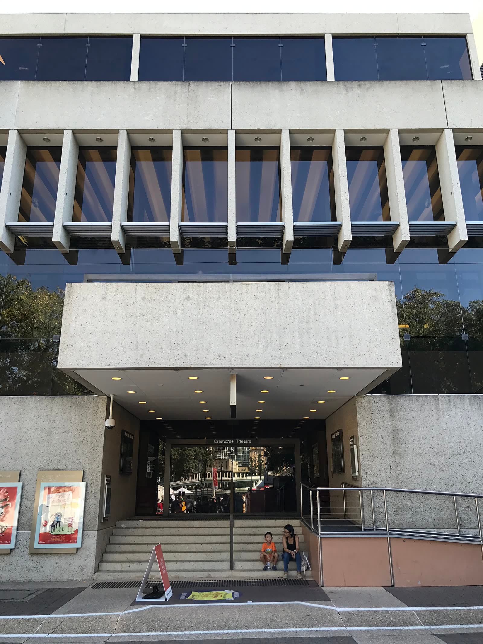 Theatre entrance doors and canopy at the Cremorne Theatre, Brisbane